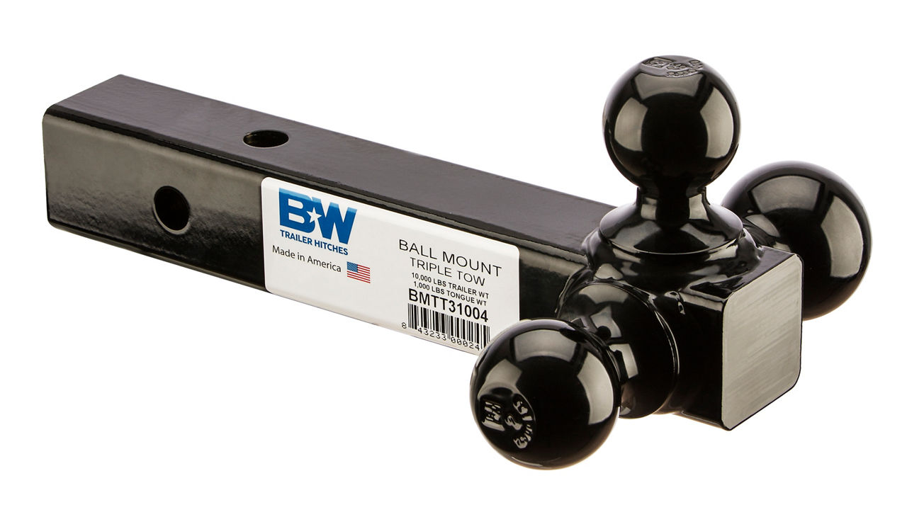 B&W HD Triple Ball Mount, Solid Bar, Black