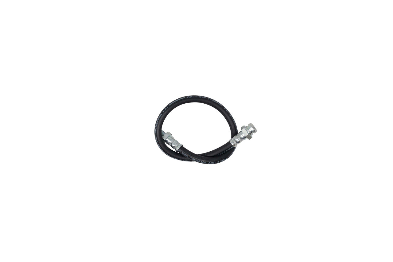 Hydraulic Brake Line - Rubber Flex 11/32" I.D. 3/8"O.D. with 3/8", 24 Male Brass Fittings One End and 3/8", 24 Female Fitting One End 1.54-Feet (18 1/2-Inches) Long
