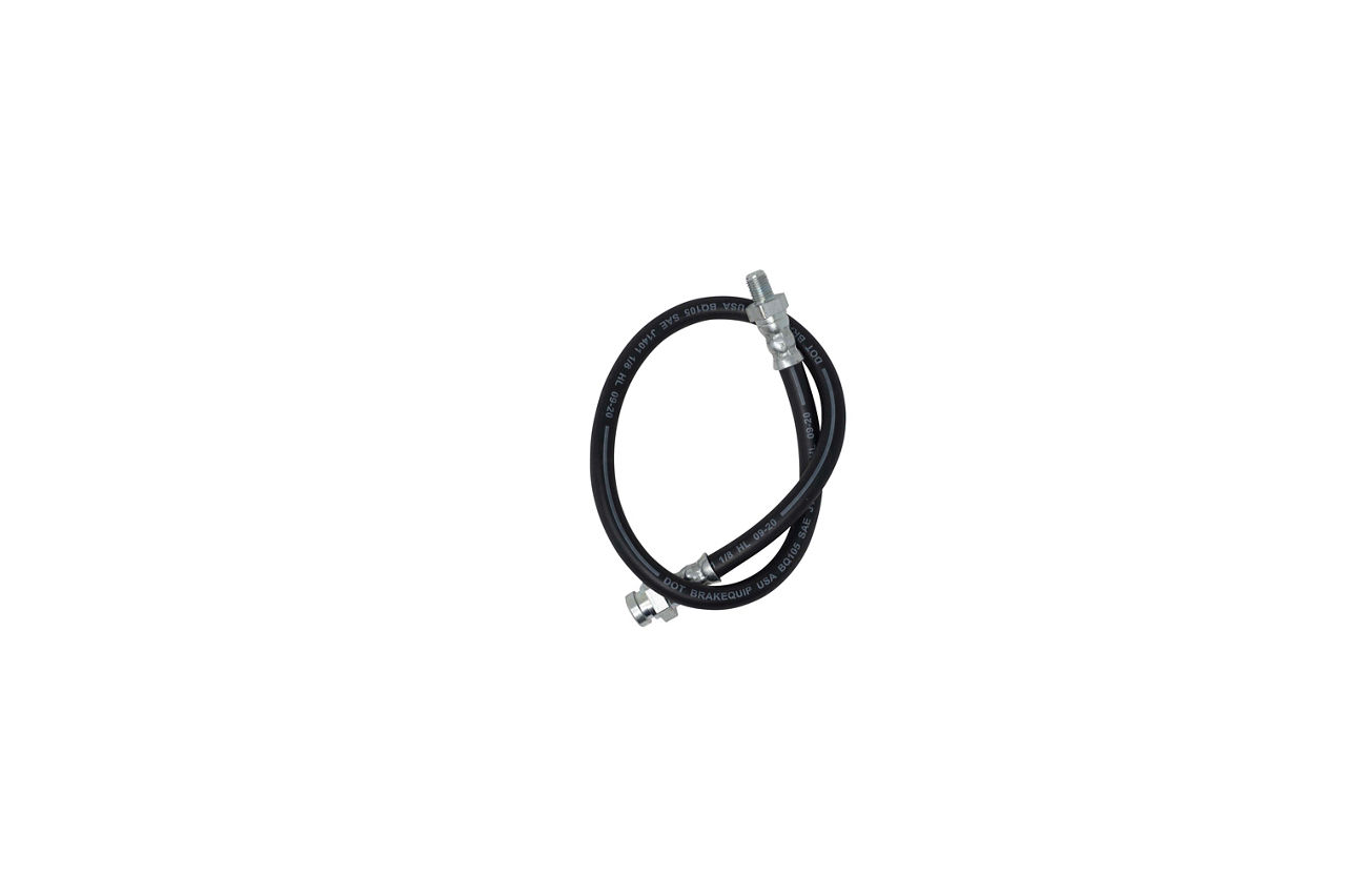 Hydraulic Brake Line - Rubber Flex 11/32" I.D. 3/8"O.D. with 3/8", 24 Male Brass Fittings One End and 3/8", 24 Female Fitting One End 1.71-Feet (20 1/2-Inches) Long
