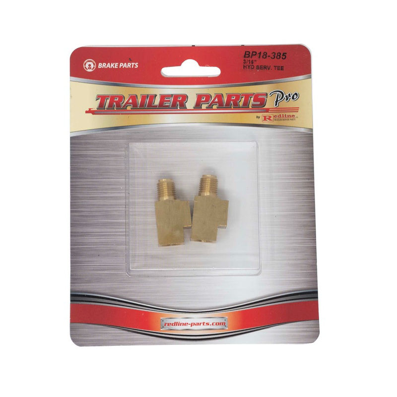 Hydraulic Brake Line Service Tee, Gold 3/8"-24, Brass, Use with 3/16" Steel Line, 2 Pack