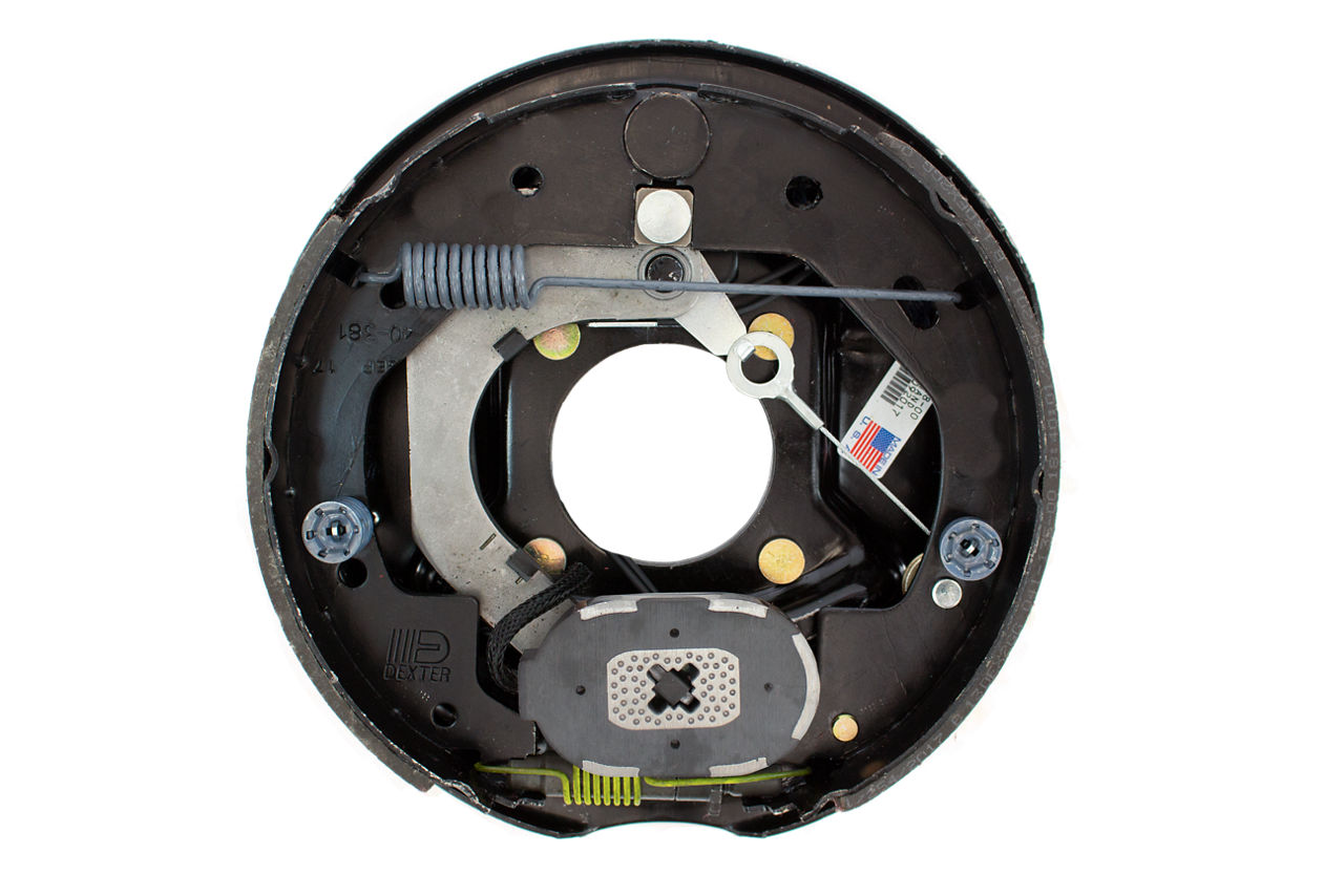 Dexter 4,400 lbs Per Pair Capacity (2,200 lbs Each) 10" x 2-1/4" Nev-R-Adjust® Electric Drum Trailer Brake, Left Side, 4-Bolt Mount, Black Painted Finish, Bulk, Fits New Style 4.4K Flange