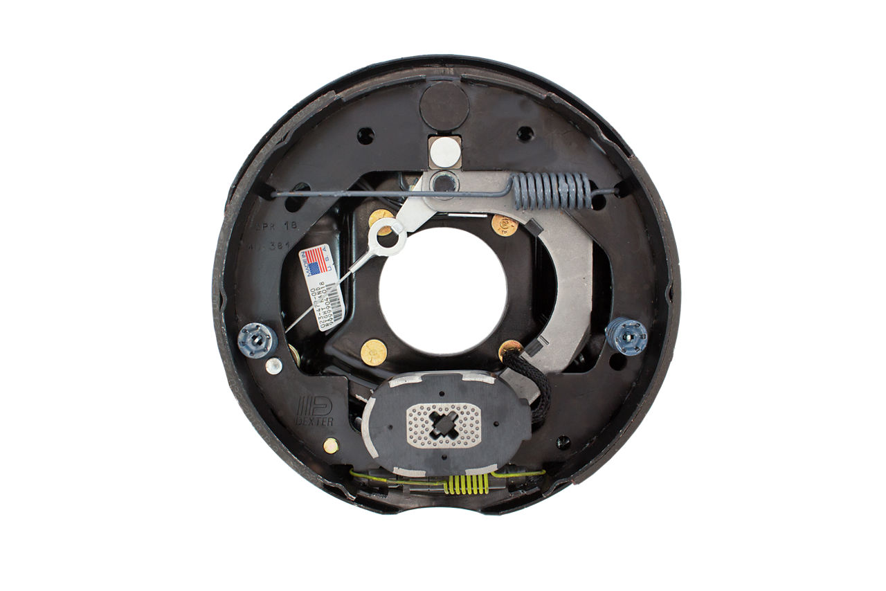 Dexter 4,400 lbs Per Pair Capacity (2,200 lbs Each) 10" x 2-1/4" Nev-R-Adjust® Electric Drum Trailer Brake, Right Side, 4-Bolt Mount, Black Painted Finish, Bulk, Fits New Style 4.4K Flange