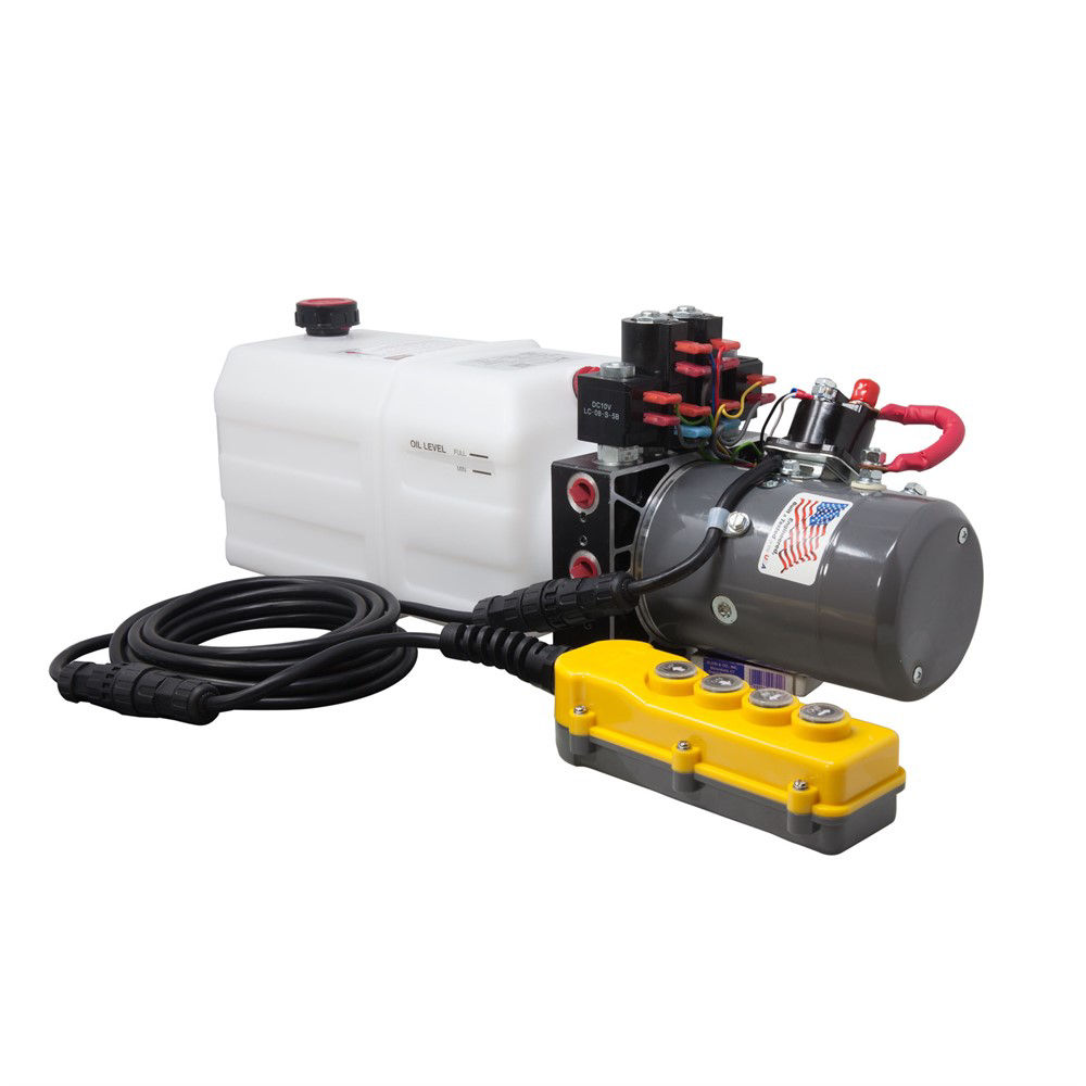 KTI Hydraulic Pump, 12V Double Action Pump, 6 Quart Reservoir, 4-Button PU/PD Remote