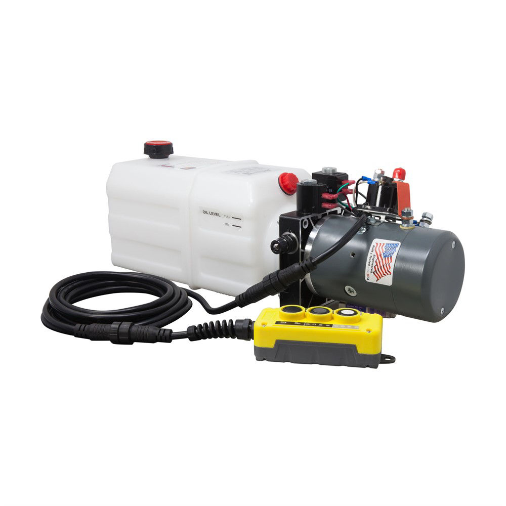 KTI Hydraulic Pump, 12V Double Action Pump, 6 Quart Reservoir, 3-Button PU/PD/GD Remote & Manual Override