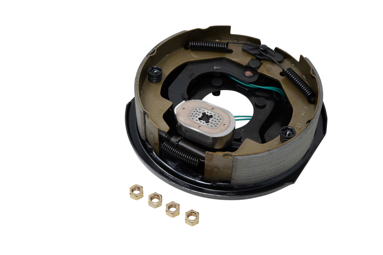 3,500 lbs Per Pair Capacity (1,750 lbs Each) Manual Adjust 10" x 2-1/4" Electric Drum Trailer Brake, Left Side, 4-Bolt Mount, Black Painted Finish, Boxed
