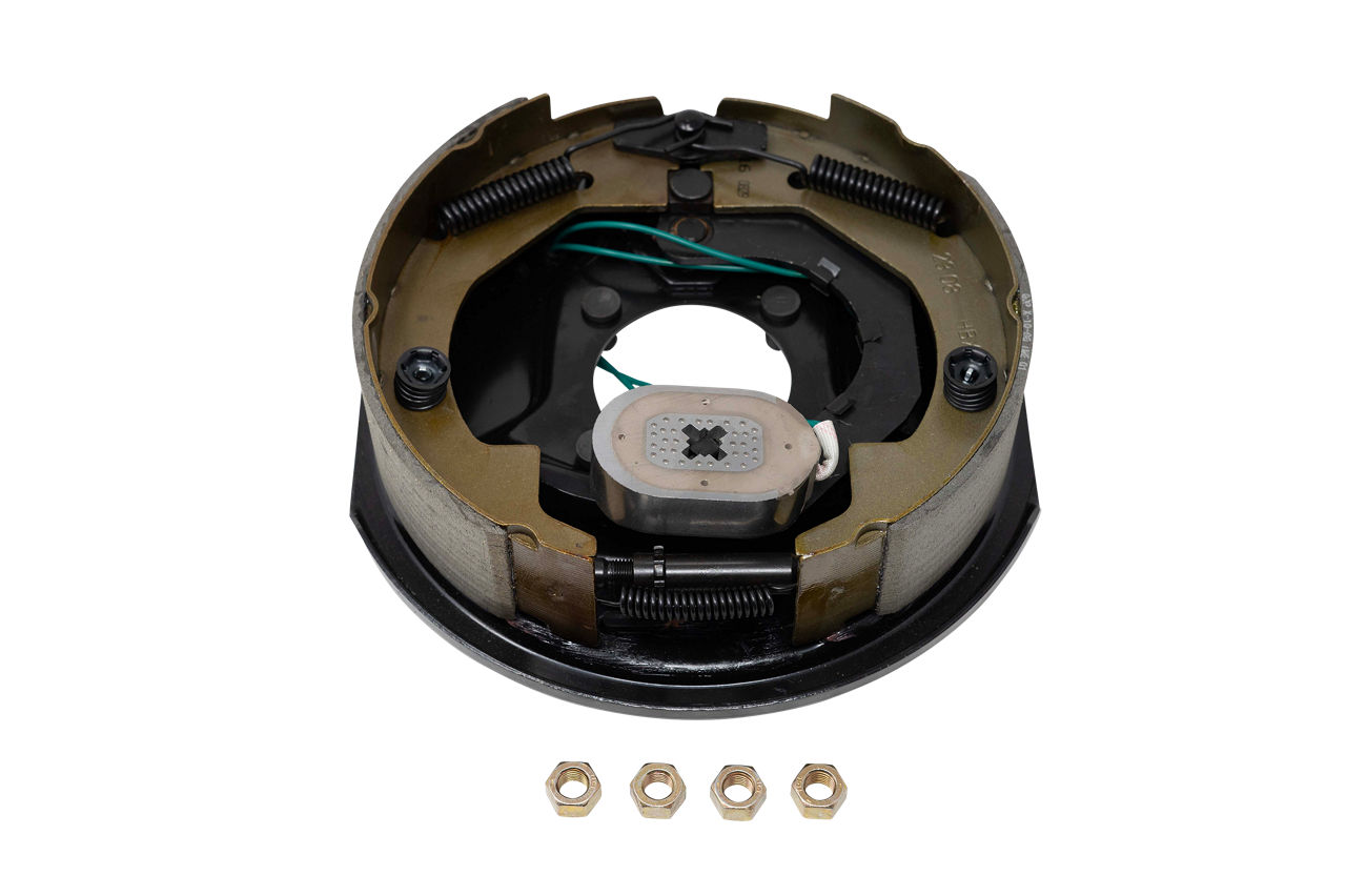 3,500 lbs Per Pair Capacity (1,750 lbs Each) Manual Adjust 10" x 2-1/4" Electric Drum Trailer Brake, Right Side, 4-Bolt Mount, Black Painted Finish, Boxed