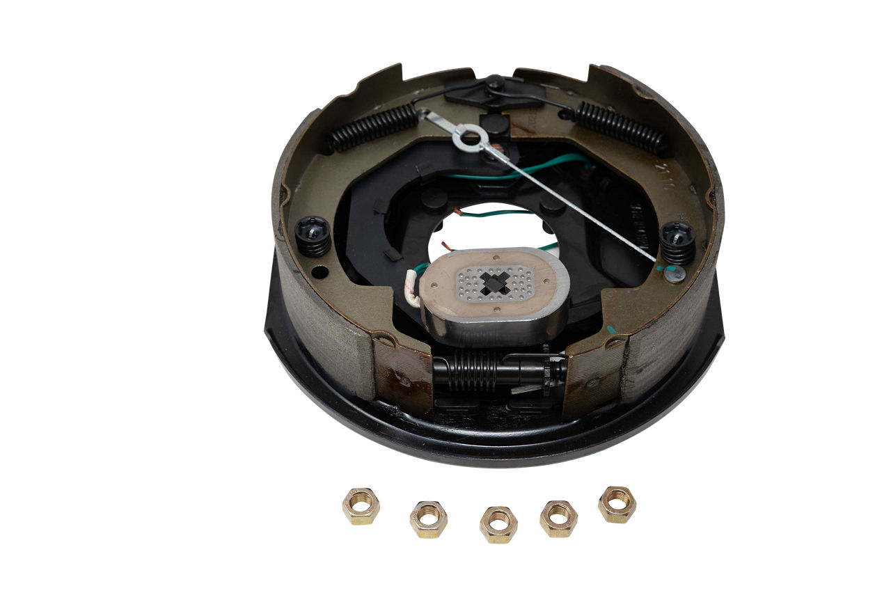 3,500 lbs Per Pair Capacity (1,750 lbs Each) Forward Self-Adjust 10" x 2-1/4" Electric Drum Trailer Brake, Left Side, 4-Bolt Mount, Black Painted Finish, Boxed