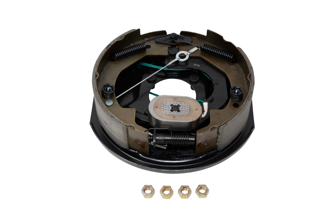 3,500 lbs Per Pair Capacity (1,750 lbs Each) Forward Self-Adjust 10" x 2-1/4" Electric Drum Trailer Brake, Right Side, 4-Bolt Mount, Black Painted Finish, Boxed