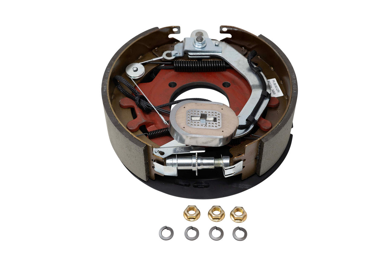 8,000 lbs Per Pair Capacity (4,000 lbs Each) Forward Self Adjust 12-1/4" x 3-3/8" Electric Drum Trailer Brake, Right Side, 4-Bolt Mount, Black Painted Finish, Boxed