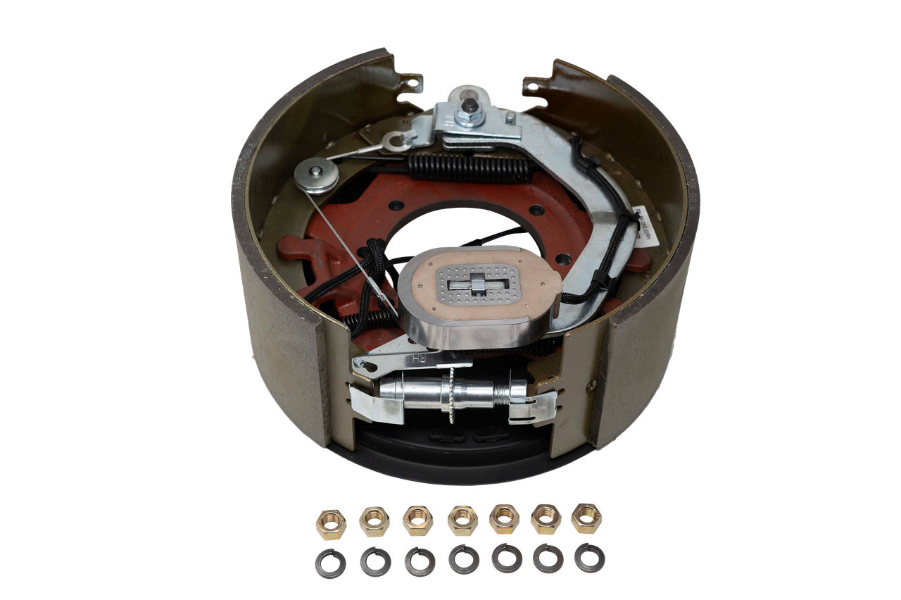 16,000 lbs Per Pair Capacity (8,000 lbs Each) Forward Self Adjust 12-1/4" x 5" Electric Drum Trailer Brake, Right Side, 7-Bolt Mount, Black Painted Finish, Boxed