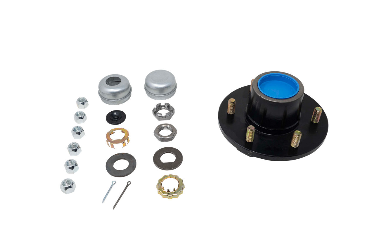 Complete Idler Hub Assembly, #42 Spindle, Grease or Zerk-Lube, 6K Capacity Per Pair, 6 on 5.5" Bolt Pattern, 1/2" Studs, 2.250" Seal