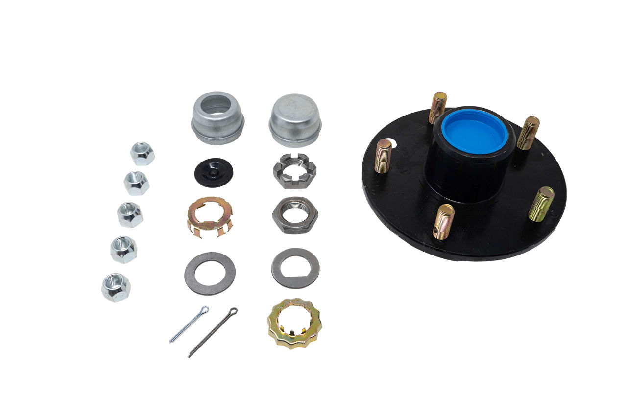 Complete Pre-Greased Idler Hub Assembly, #84 Spindle, Grease or Zerk-Lube, 3.5K Capacity Per Pair, 5 on 5.5" Bolt Pattern, 1/2" Studs