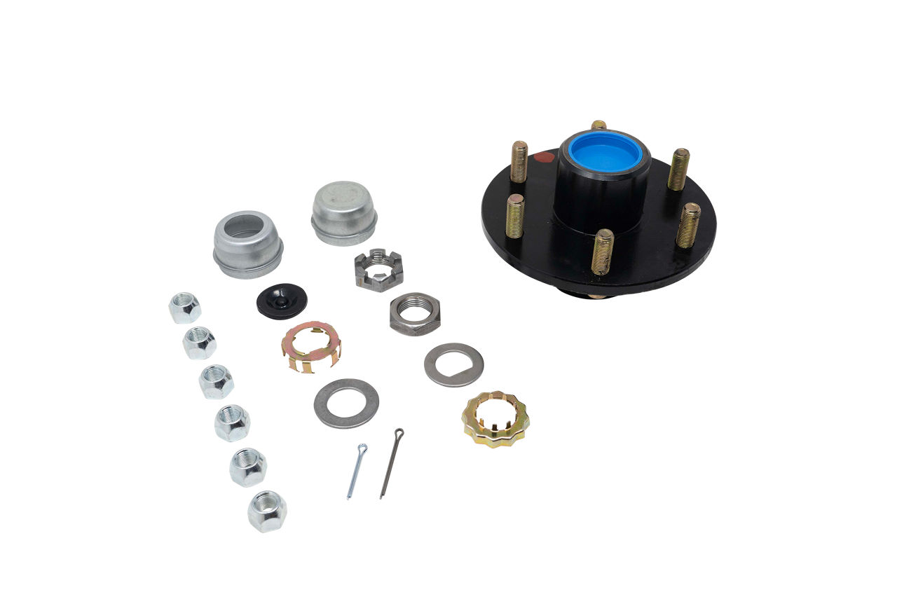 Complete Pre-Greased Idler Hub Assembly, #84 Spindle, Grease or Zerk-Lube, 3.5K Capacity Per Pair, 6 on 5.5" Bolt Pattern, 1/2" Studs