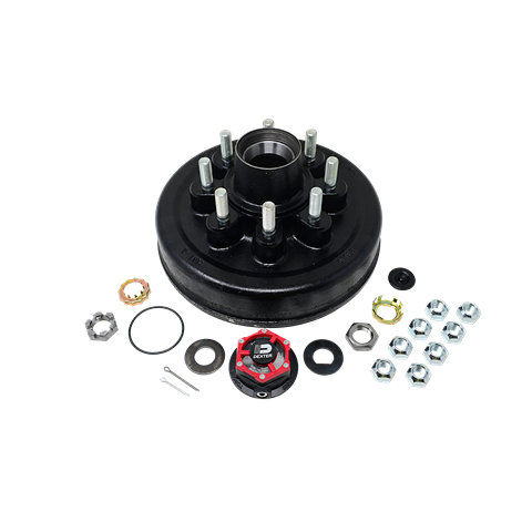 Trailer Parts Pro™ Complete Pre-Greased Hub-Drum Assembly, Retail Boxed, 8K Hybrid Capacity Per Pair, 8 on 6.5" Bolt Pattern, 5/8" Studs