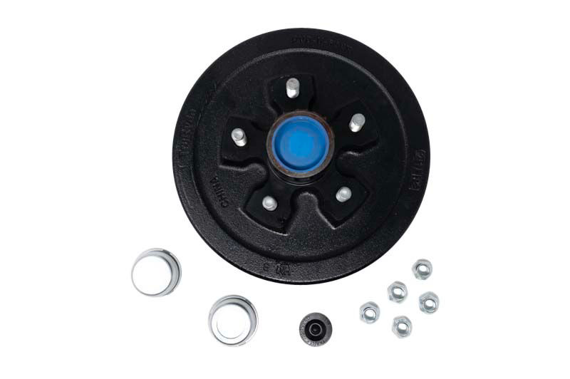 Complete Pre-Greased Hub-Drum Assembly, Retail Boxed,  #84 Spindle, Grease or Zerk-Lube, 3.5K Capacity Per Pair, 5 on 4.75" Bolt Pattern, 1/2" Studs