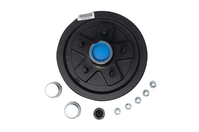 Complete Pre-Greased Hub-Drum Assembly, Retail Boxed, #84 Spindle, Grease or Zerk-Lube, 3.5K Capacity Per Pair, 5 on 5" Bolt Pattern, 1/2" Studs