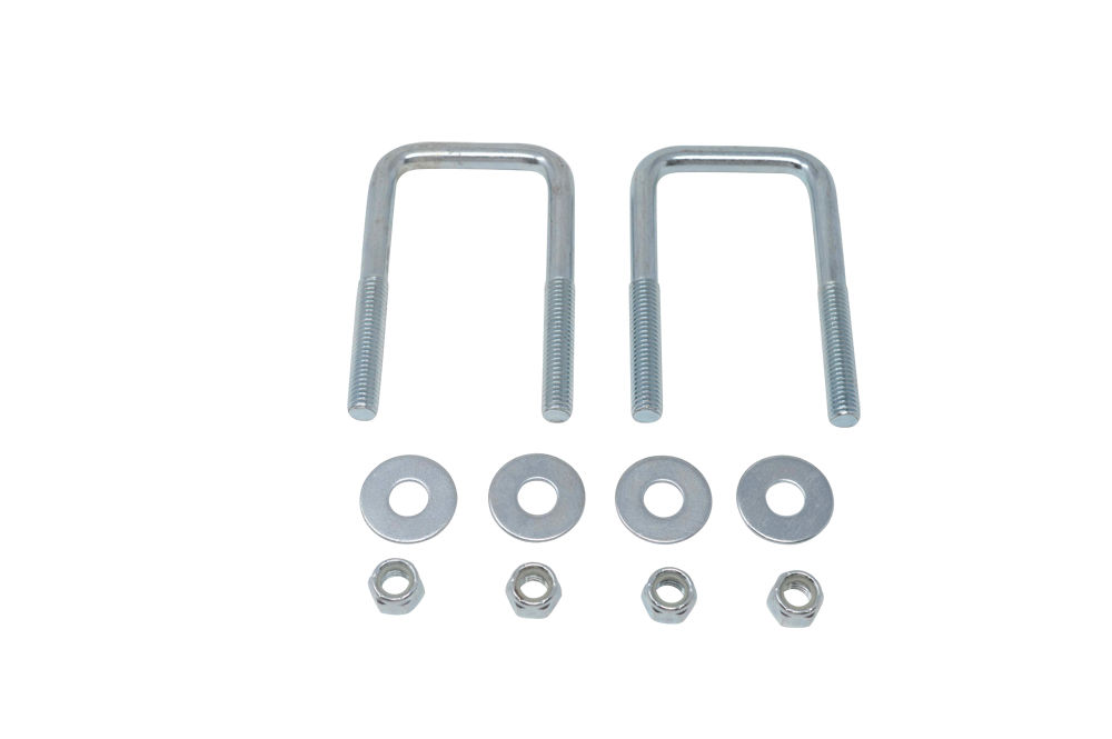 Zinc Square U-Bolts, 7/16"–14 Diameter, 4" L, 2 1/8" W, Qty 2, Retail Packaged