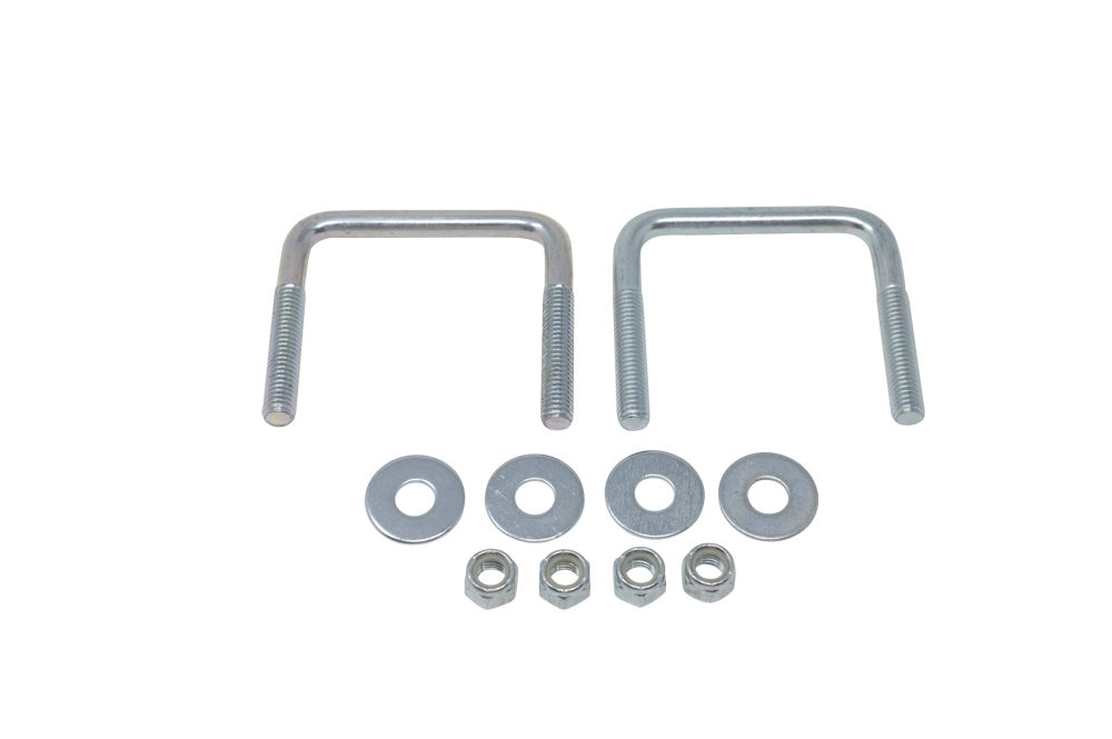 Zinc Square U-Bolts, 7/16"–14 Diameter, 3" L, 3 1/8" W, Qty 2, Retail Packaged