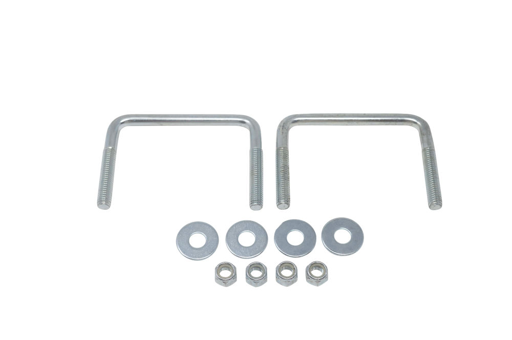Zinc Square U-Bolts, 7/16"–14 Diameter, 3" L, 4 1/8" W, Qty 2, Retail Packaged