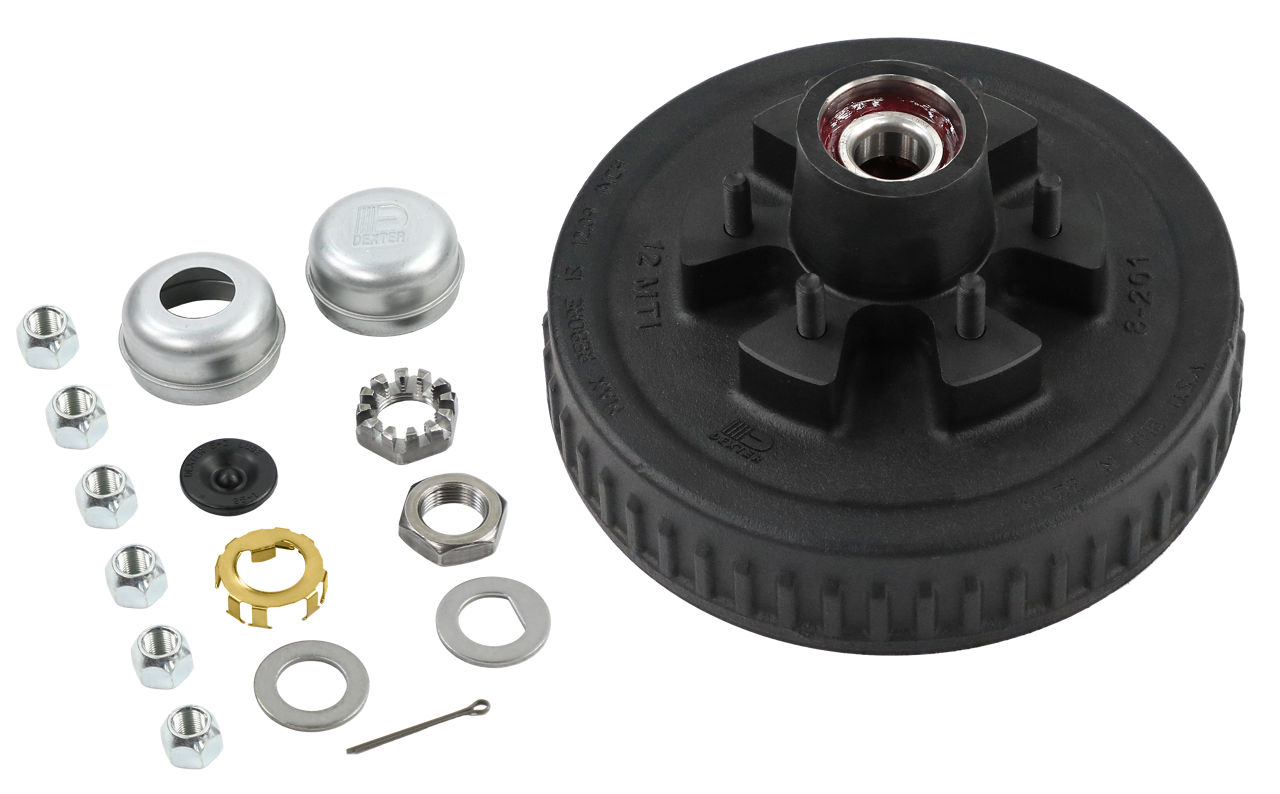 Dexter® Complete Pre-Greased Hub-Drum Assembly, Retail Boxed,  #42 Spindle, E-Z Lube® or Grease Lube, 5.2K Capacity Per Pair, 6 on 5.5" Bolt Pattern, 1/2" Studs, 2.25" Seal