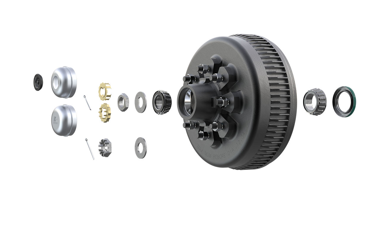 HUB-DRUM KIT PRE-GREASED 865 9/16 STUD 12 1/4 X 3 3/8 8,000 LB CAPACITY PER PAIR 25580/02475 BEARINGS BOXED DEXTER