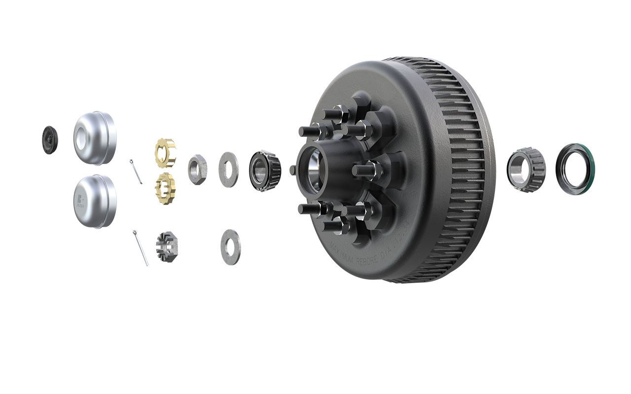 HUB-DRUM KIT PRE-GREASED 865 5/8 STUD 12 1/4 X 3 3/8 8,000 LB CAPACITY PER PAIR 25580/02475 BEARINGS BOXED DEXTER