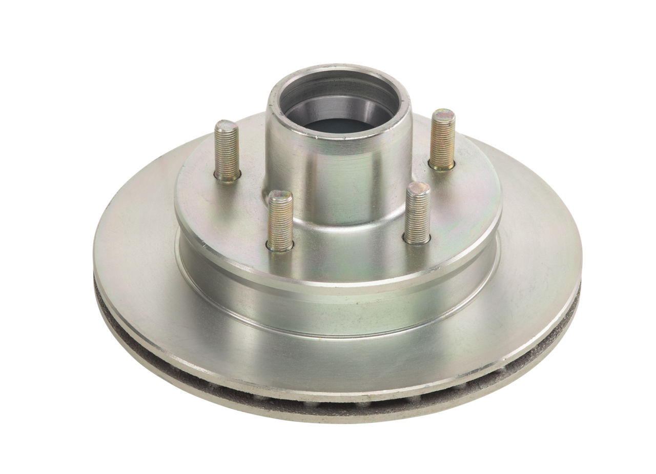 Integral Hub & Rotor Kit, 5 on 4.5" Bolt Pattern, 4,200 Lbs Axle Capacity Rating Per Pair, Cupped & Studded, Zinc
