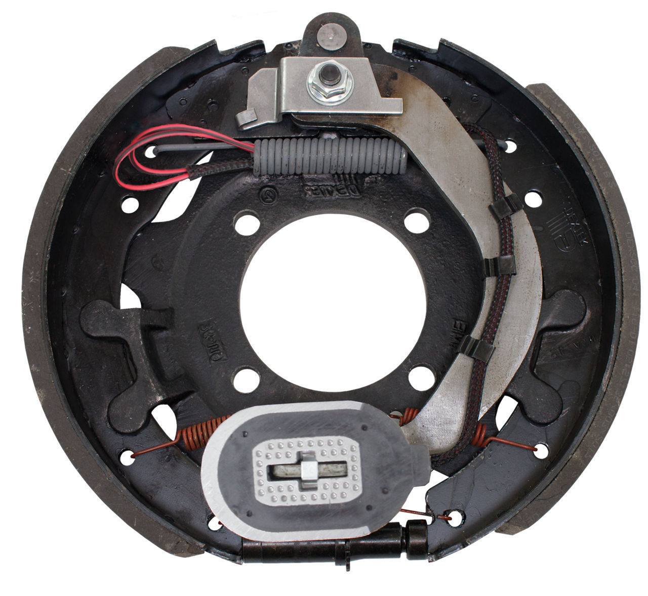 Dexter 7,200 Lbs Per Pair Capacity (3,600 Lbs Each) 12-1/4" x 2-1/2" Manual Adjust Electric Drum Brake Assembly Complete, Right Side, 4-Bolt Mount, Black Painted Finish