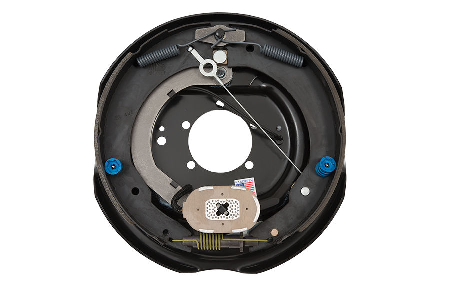 Dexter 7,000 Lbs Per Pair Capacity (3,500 Lbs Each) 12" x 2" Nev-R-Adjust® Electric Drum Brake Assembly Complete, Left Side, 5-Bolt Mount, Retail Boxed