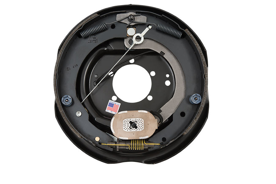 Dexter 7,000 Lbs Per Pair Capacity (3,500 Lbs Each) 12" x 2" Nev-R-Adjust® Electric Drum Brake Assembly Complete, Right Side, 5-Bolt Mount, Retail Boxed