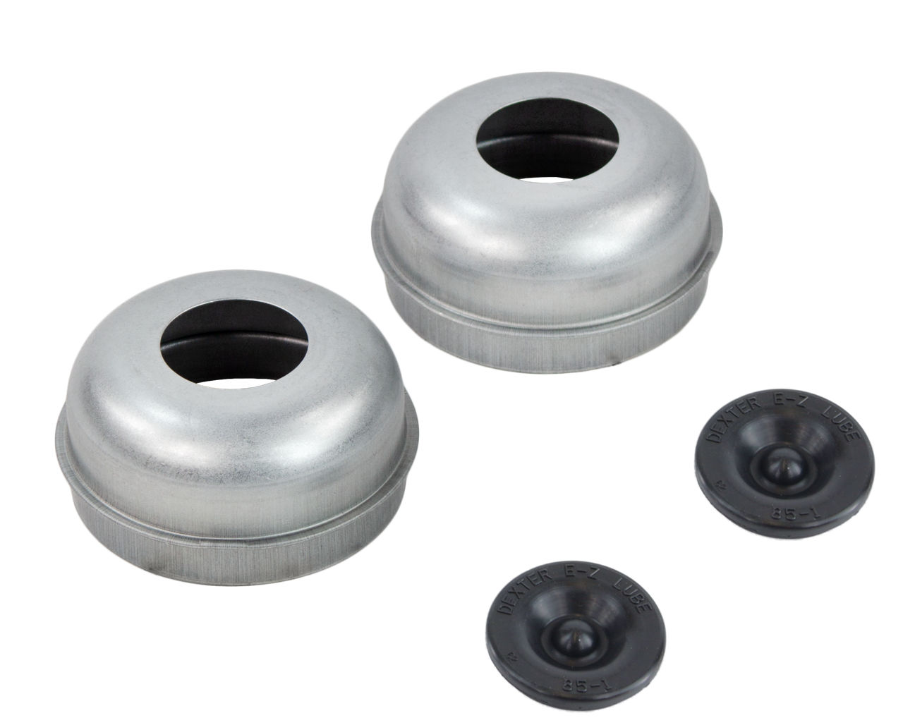E-Z Lube Grease Cap & Plug Kit, Fits Dexter 12 x 2" Hub, 5 & 6 Bolt, 2.45 OD, Chrome
