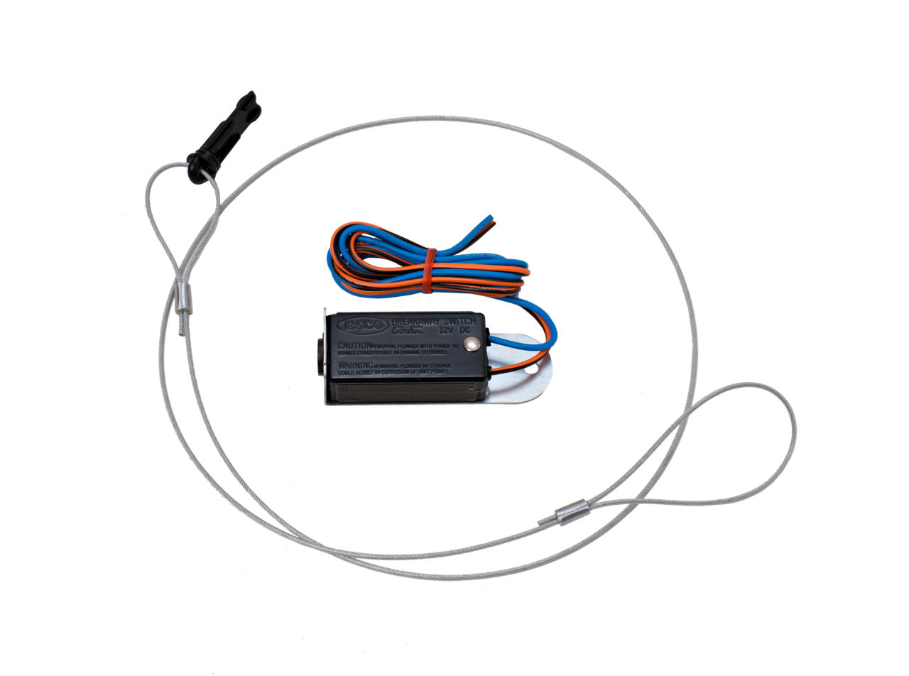 Brake Breakaway Switch Assembly Including: Breakaway Switch, Vinyl Coated Steel Cable Retaining Cable with Pin