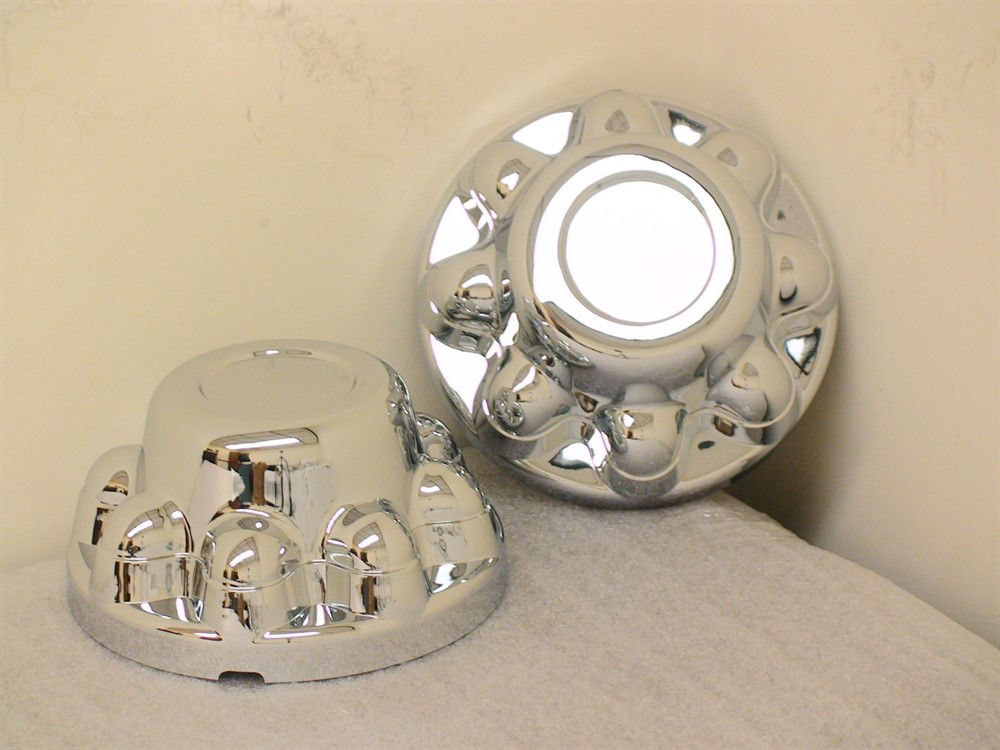 Hub Cover, 8 Bolt, 5/8 Stud, Chrome Plastic w/Mtg Hdwe