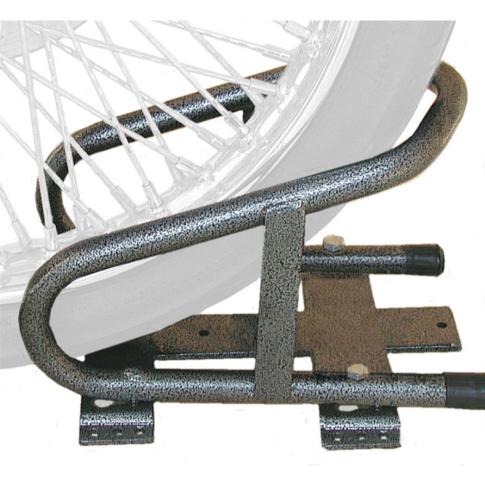 Rack'Em Motorcycle Wheel Chock, Steel, With Removeable Base, Includes Wood Floor Mount Kit