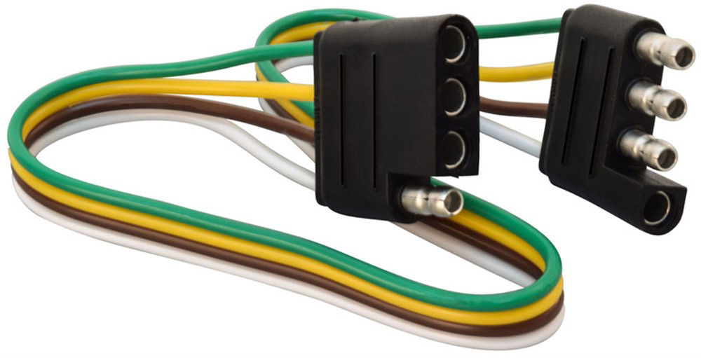 Trailer Tow Vehicle and Trailer Electrical Harnesses Set:  4 Way  4 Flat Extension 1' Double Ended