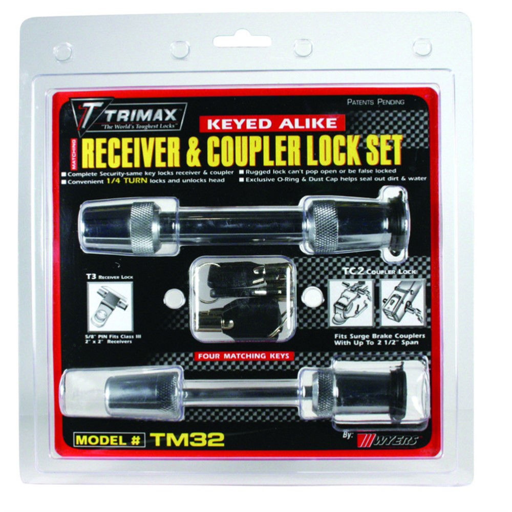 Trimax Yoke Coupler And Hitch Pin Lock Set, Both Locks Keyed Alike, 5/8