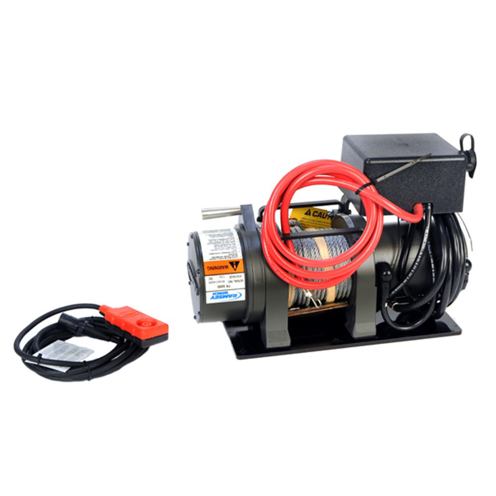 Ramsey T-Winch, 294:1 Gear Ratio, 5,000 Lbs Rated Line Pull, 12V DC, 1.3 HP Motor, Handheld Wired Remote With 12' Lead