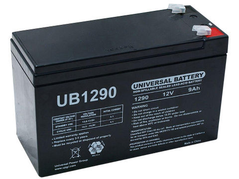 12V Battery, 9.0 Amp/Hr Sealed, Rechargeable