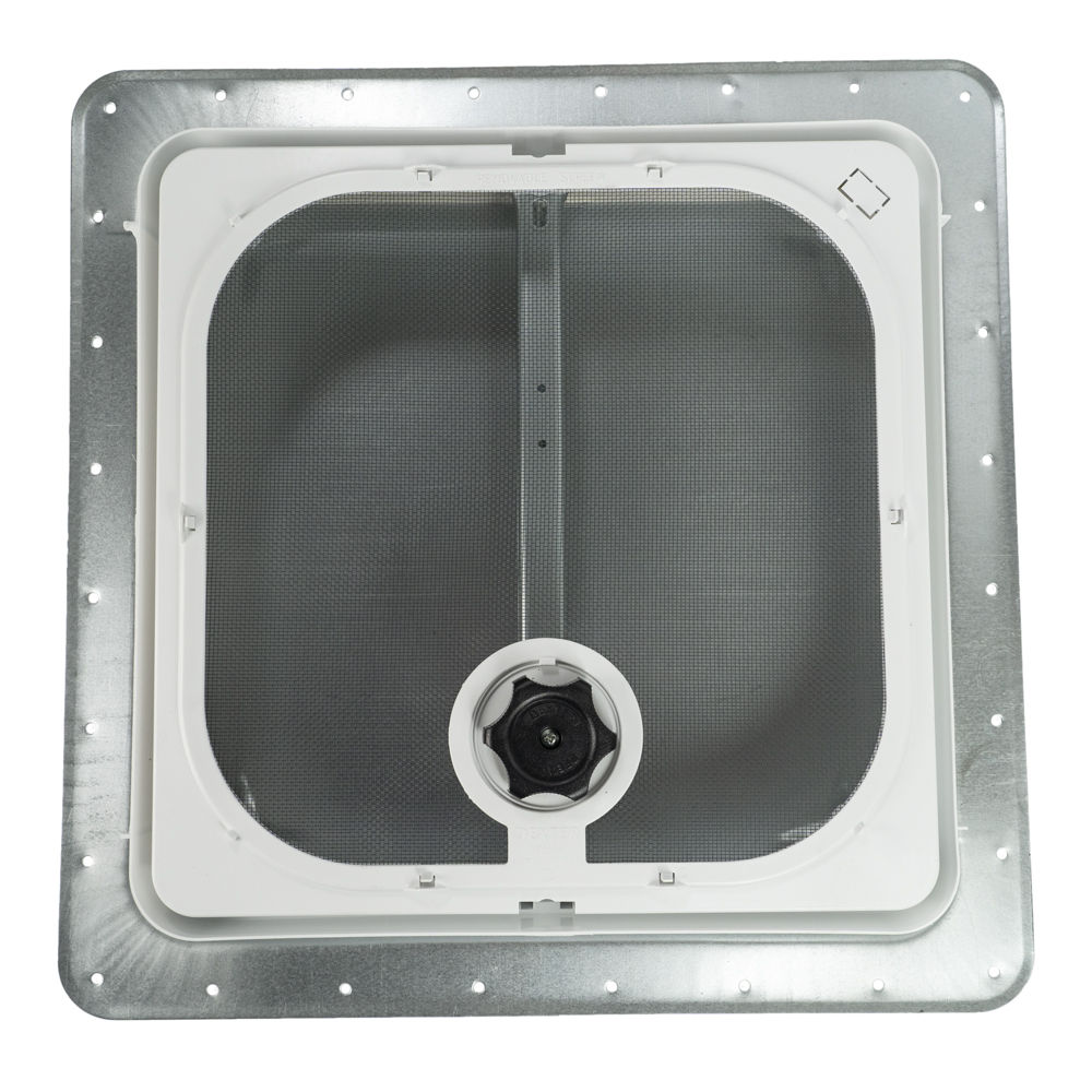 Ventadome Non-Powered Roof Vent, Metal Cover, Polar White Screen Frame, Mill Finish