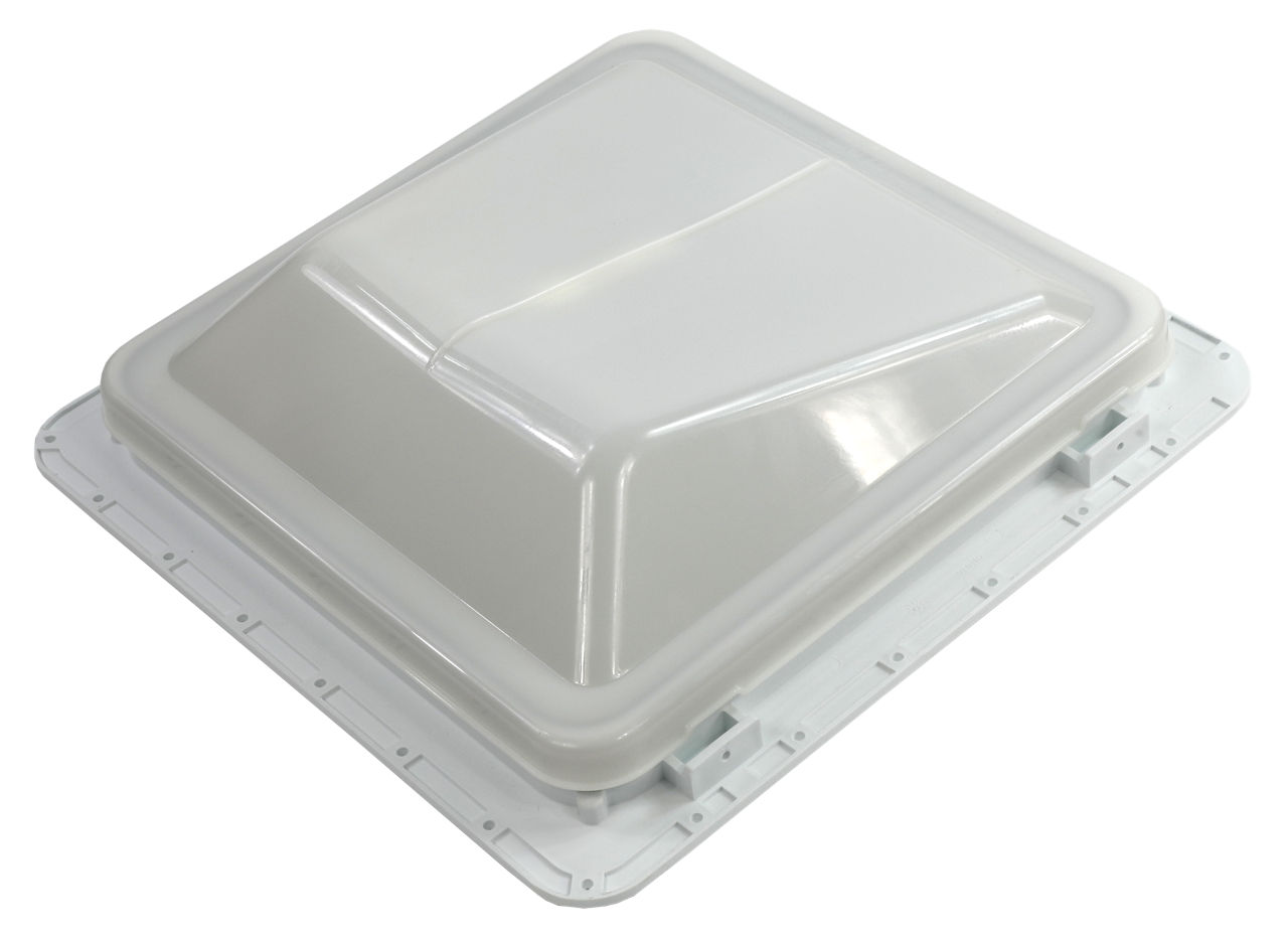 Ventadome Powered Roof Vent, White Dome, Polar White Screen Frame, Polypropylene