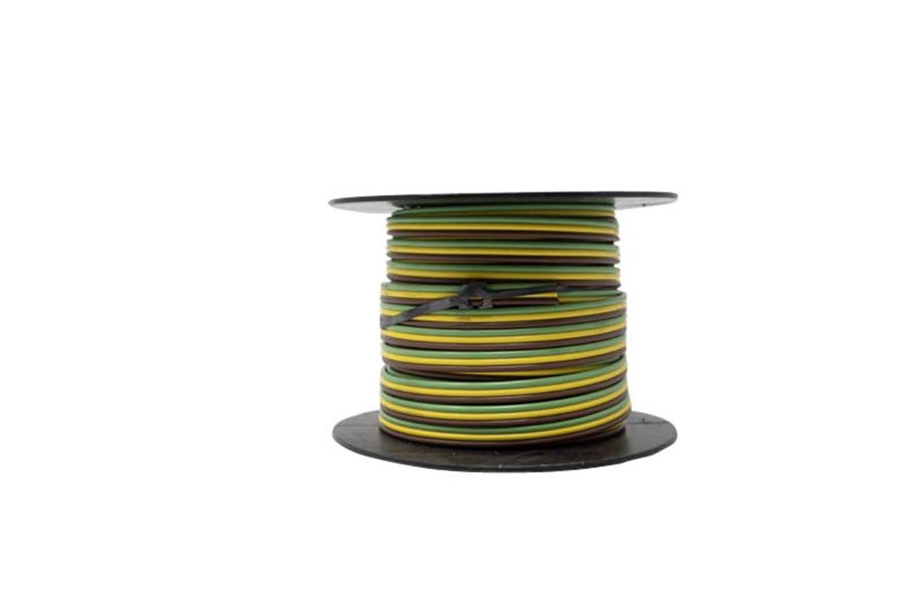 Bonded Parallel Wire, 14 Gauge, 3 Conductors, 100 Foot Spool, Brown, Green & Yellow