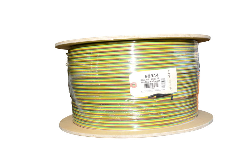 Bonded Parallel Wire, 16 Gauge, 3 Conductors, 2500' Spool, Yellow, Brown And Green