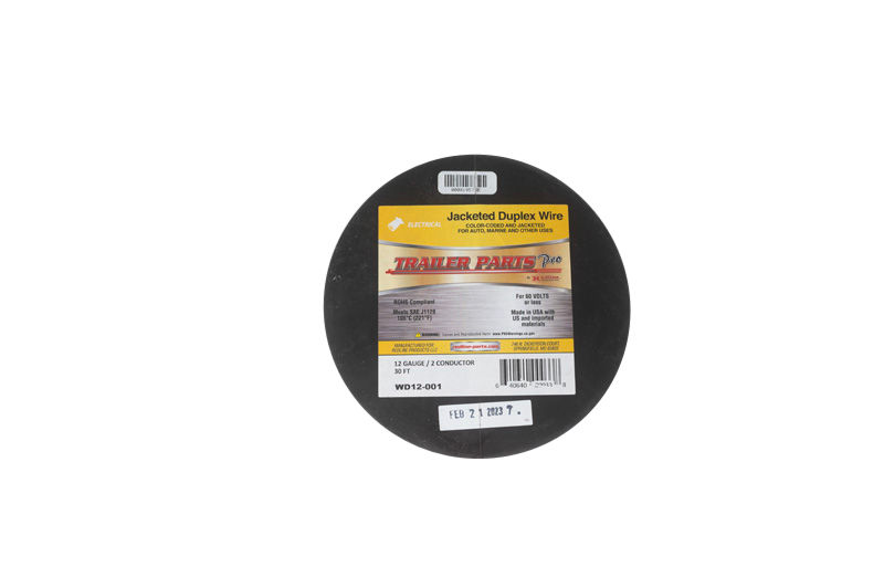 Jacketed Duplex Brake Wire, 12 Gauge, 2 Conductors, 30' Spool, Black & White in Gray Jacket