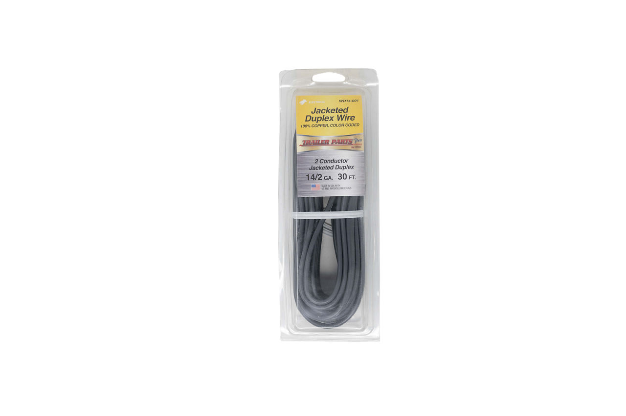 Jacketed Duplex Brake Wire, 14 Gauge, 2 Conductors, 30' Spool, Black & White in Gray Jacket