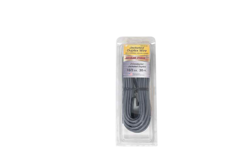 Jacketed Duplex Brake Wire, 16 Gauge, 2 Conductors, 30' Spool, Black & White in Gray Jacket