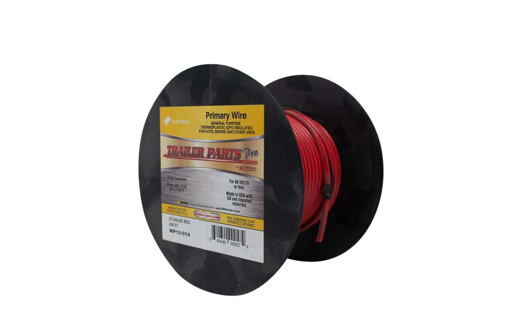 Primary Wire, 10 Gauge, 1 Conductor, 100' Spool, Red