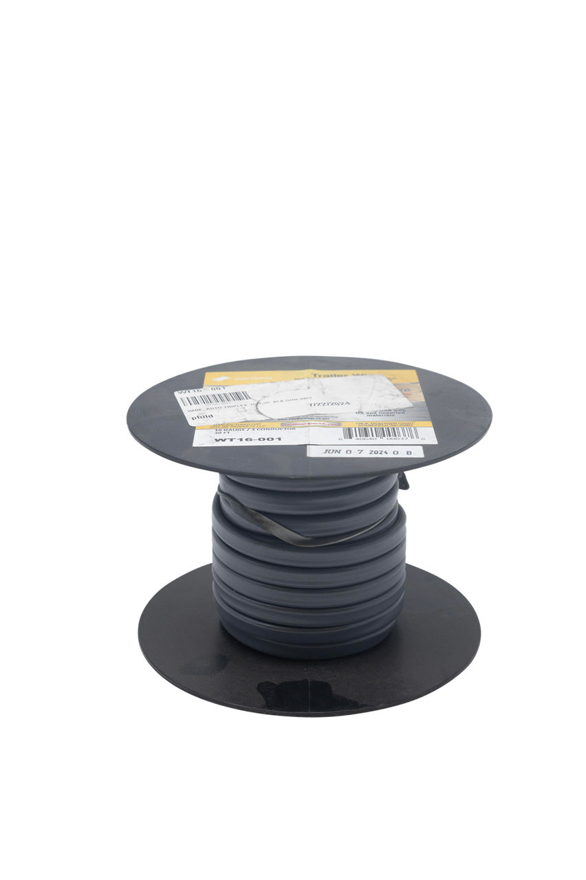 Jacketed Duplex Brake Wire, 16 Gauge, 3 Conductors, 30' Spool, Black, Green & White in Gray Jacket