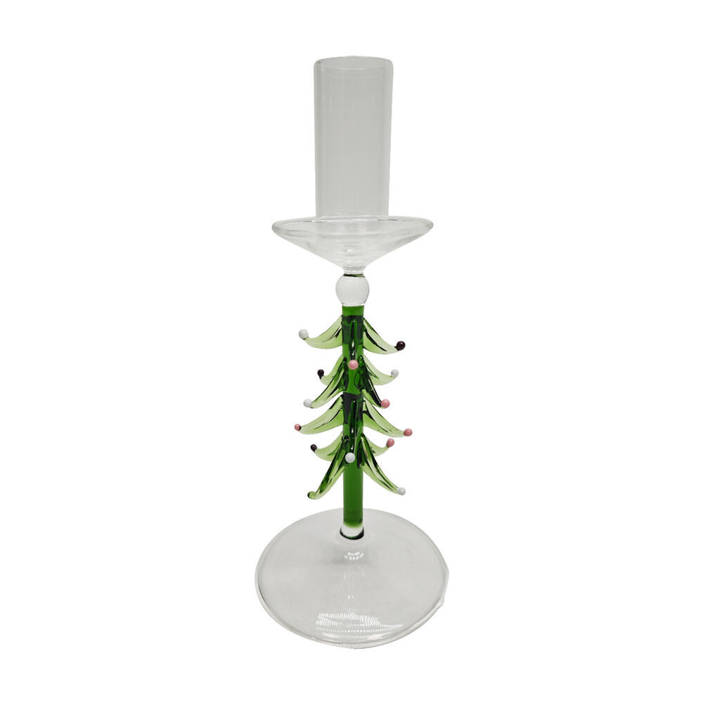 Christmas Clear Green Tree Candle Holder, 8 in