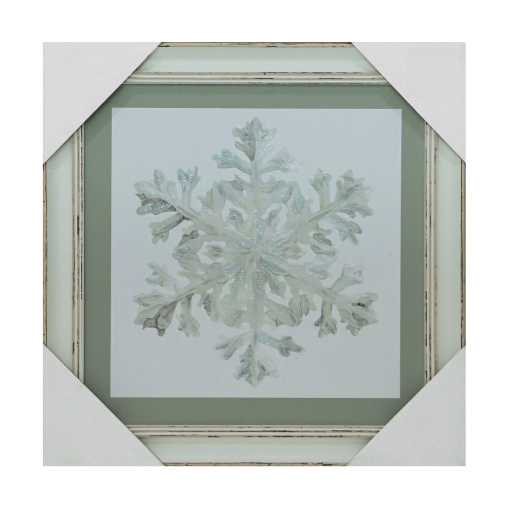 Snowflake Framed Canvas Wall Art, 10x10 in