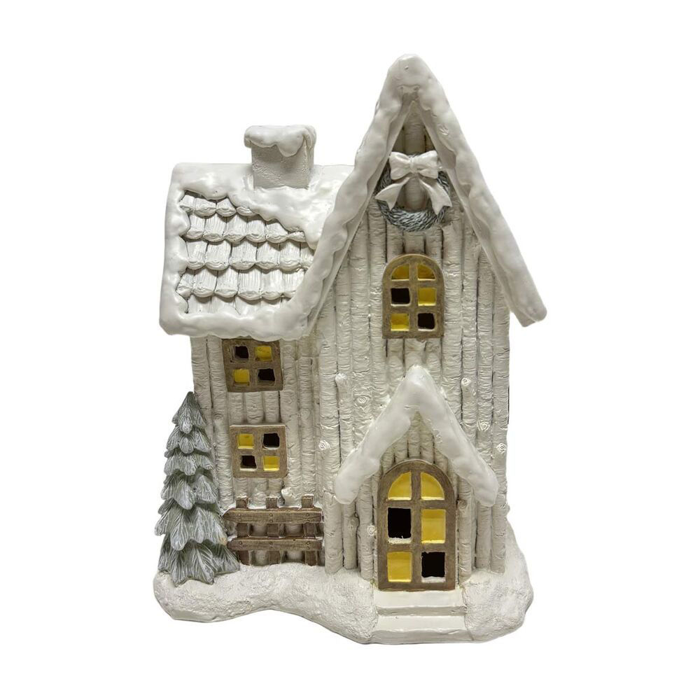 Christmas Resin Snowy House Tabletop Decor, 9 in
